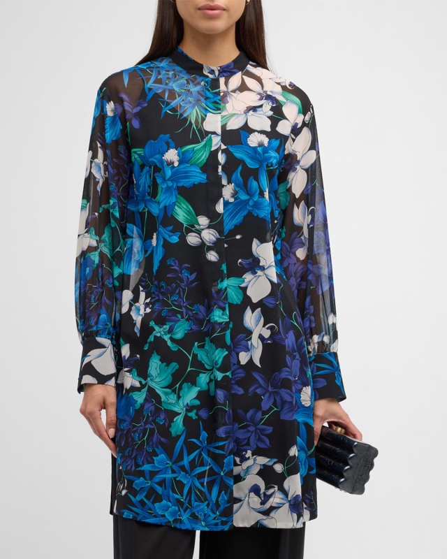 Amy Sheer Floral-Print Chiffon Blous